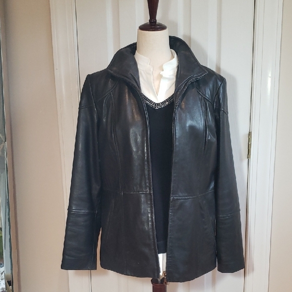 Worthington Women's Black Soft Lambskin Leather Jacket - Picture 1 of 10